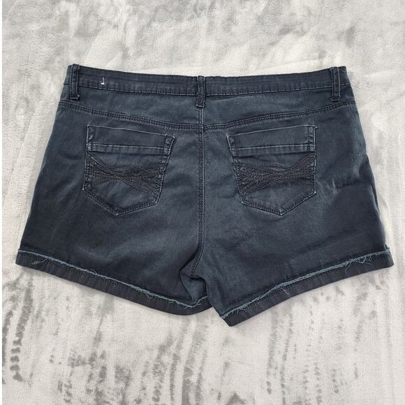Reign Shorts Womens 20 Faded Black High Rise Cuffed Cut Off Stretch Denim Casual - Picture 3 of 11